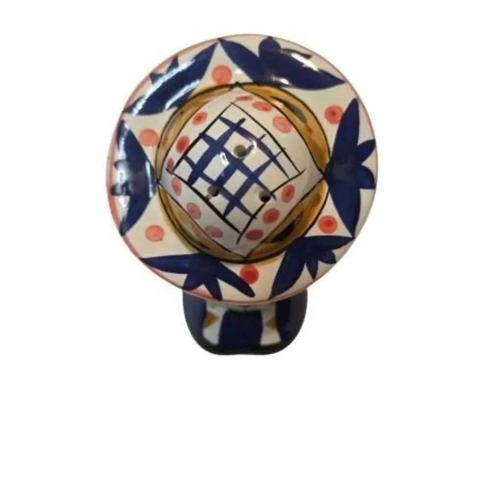 Talavera Style Mexican Salt & Pepper Shakers Sombrero Pair Hand Painted Ceramic